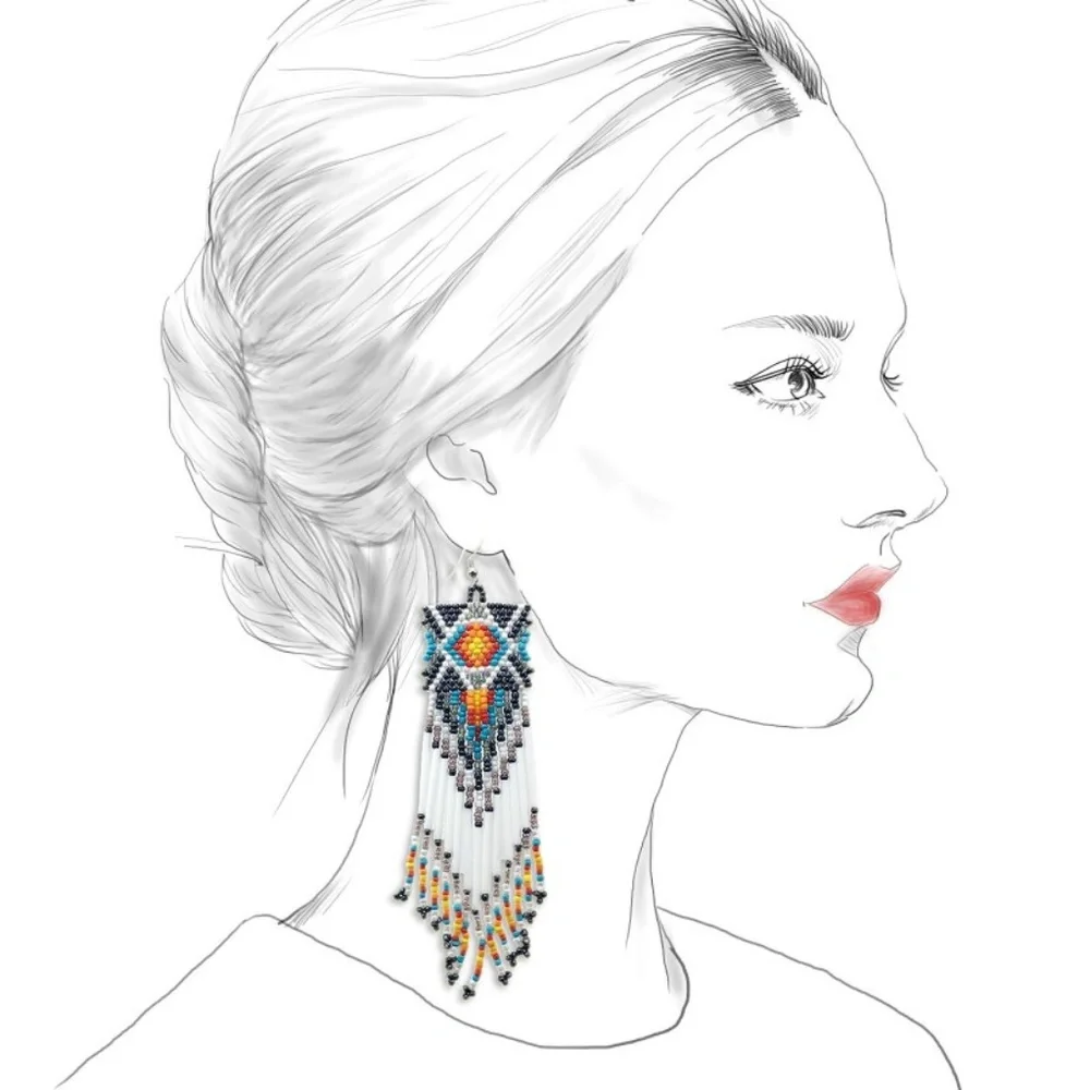Bohemian Beaded Long Tassel Earrings - Picture 4 of 4